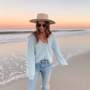 Lover’s + Friends Malia VNeck Sweater in baby blue